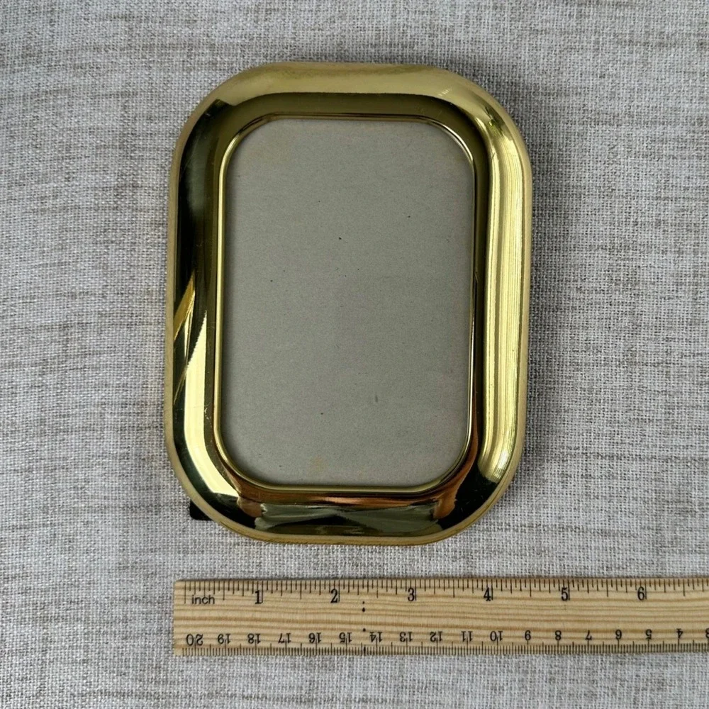Vintage Brass Picture Frames Set of 2 4x6 Gold Black Korea Hollywood Regency